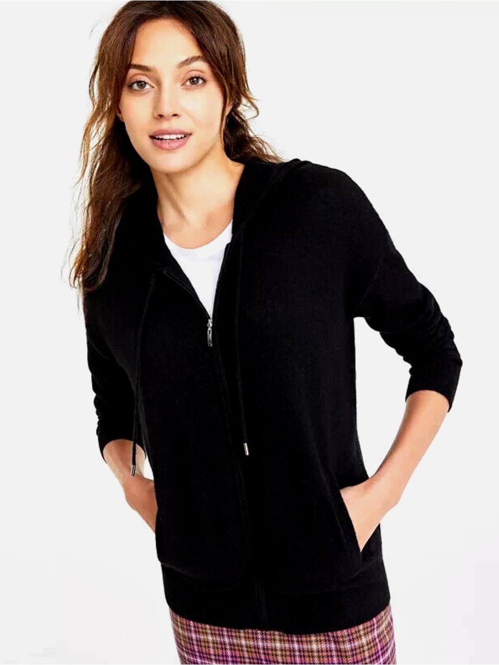 Charter Club 100% Cashmere Knit Hooded Cardigan Size XS